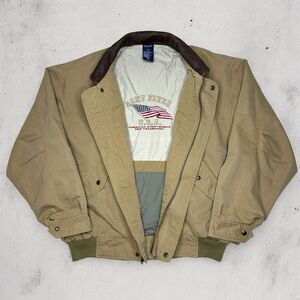 GANT Flyer USA Bomber Jacket M Brown Collar Flag Patch Lined Vintage 90s Men’s